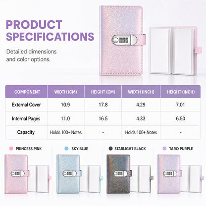 Glitter Password Lock Budget Binder