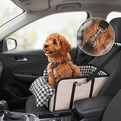 🐶50% OFF NOW!🎁 Secure Travel Pet Booster – Portable Dog Car Seat Booster, Safety Harness Included Soft Padded Pet Travel Carrier for Small & Medium Dogs