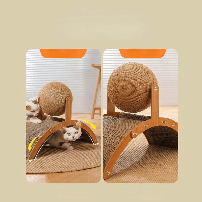 ⏳Sisal Cat Scratcher Ball with Cardboard Pad, 2‑in‑1 Cat Scratching Toy