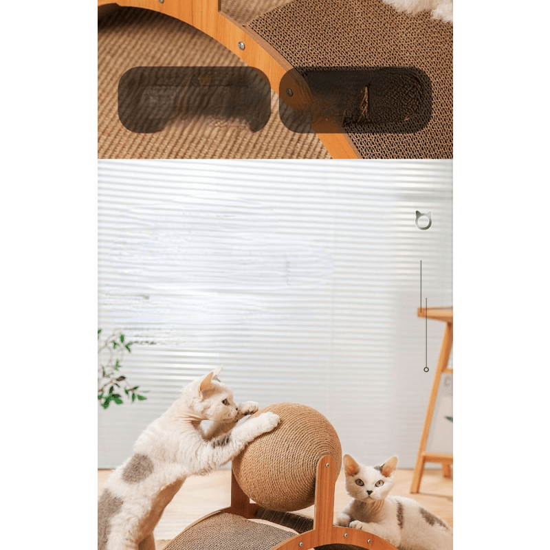 ⏳Sisal Cat Scratcher Ball with Cardboard Pad, 2‑in‑1 Cat Scratching Toy