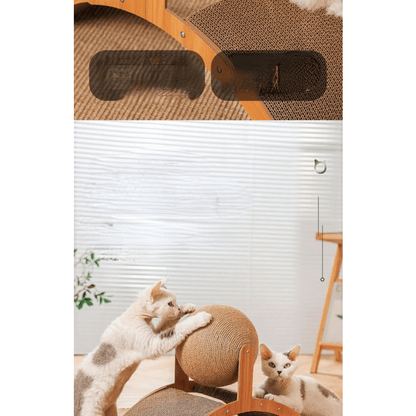 ⏳Sisal Cat Scratcher Ball with Cardboard Pad, 2‑in‑1 Cat Scratching Toy