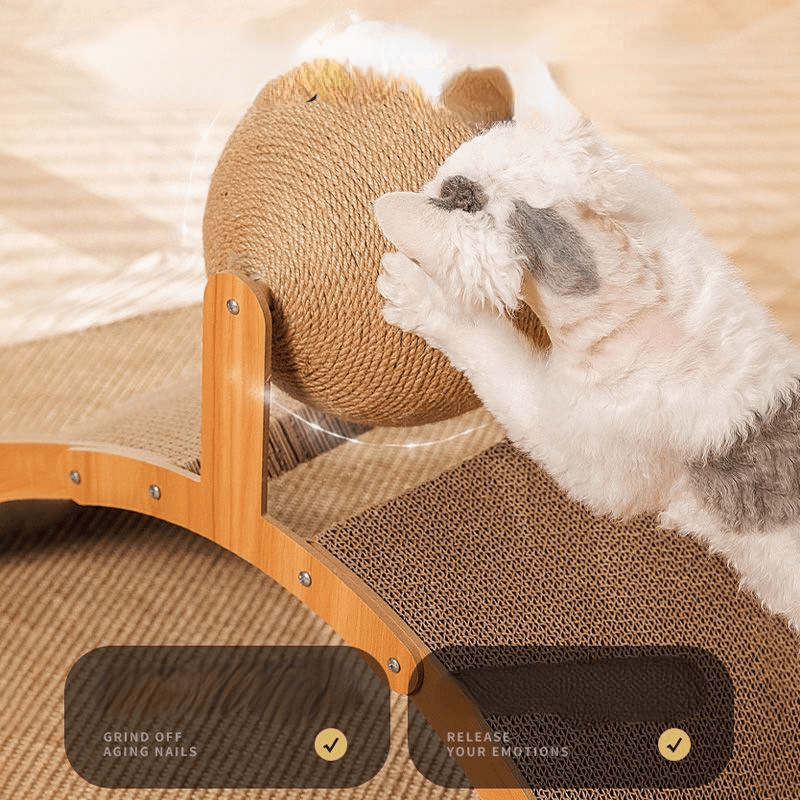 ⏳Sisal Cat Scratcher Ball with Cardboard Pad, 2‑in‑1 Cat Scratching Toy