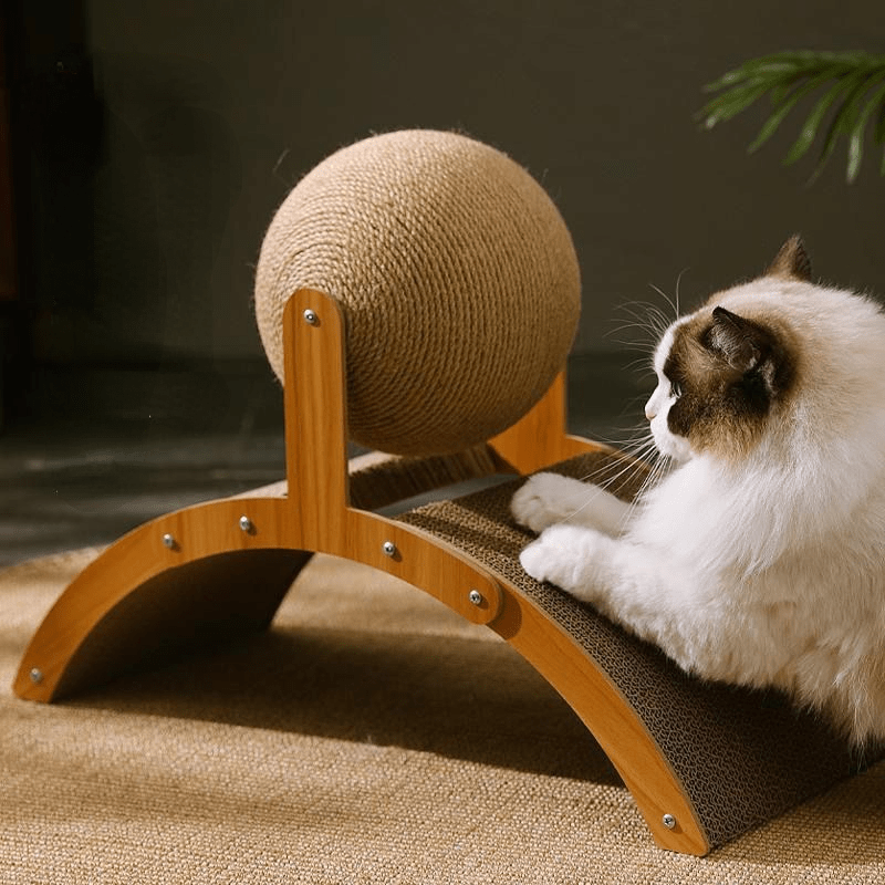 ⏳Sisal Cat Scratcher Ball with Cardboard Pad, 2‑in‑1 Cat Scratching Toy
