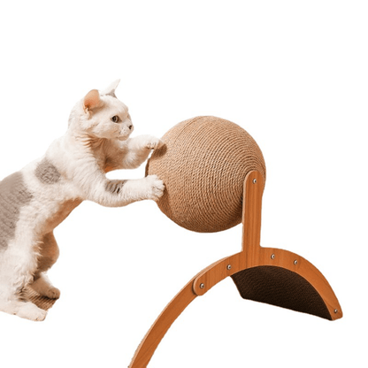 ⏳Sisal Cat Scratcher Ball with Cardboard Pad, 2‑in‑1 Cat Scratching Toy