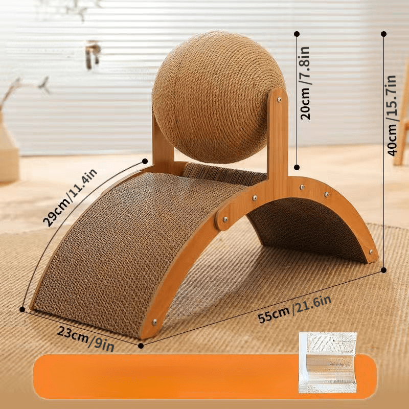 ⏳Sisal Cat Scratcher Ball with Cardboard Pad, 2‑in‑1 Cat Scratching Toy