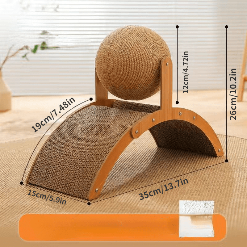 ⏳Sisal Cat Scratcher Ball with Cardboard Pad, 2‑in‑1 Cat Scratching Toy