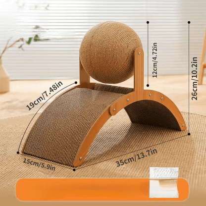 ⏳Sisal Cat Scratcher Ball with Cardboard Pad, 2‑in‑1 Cat Scratching Toy