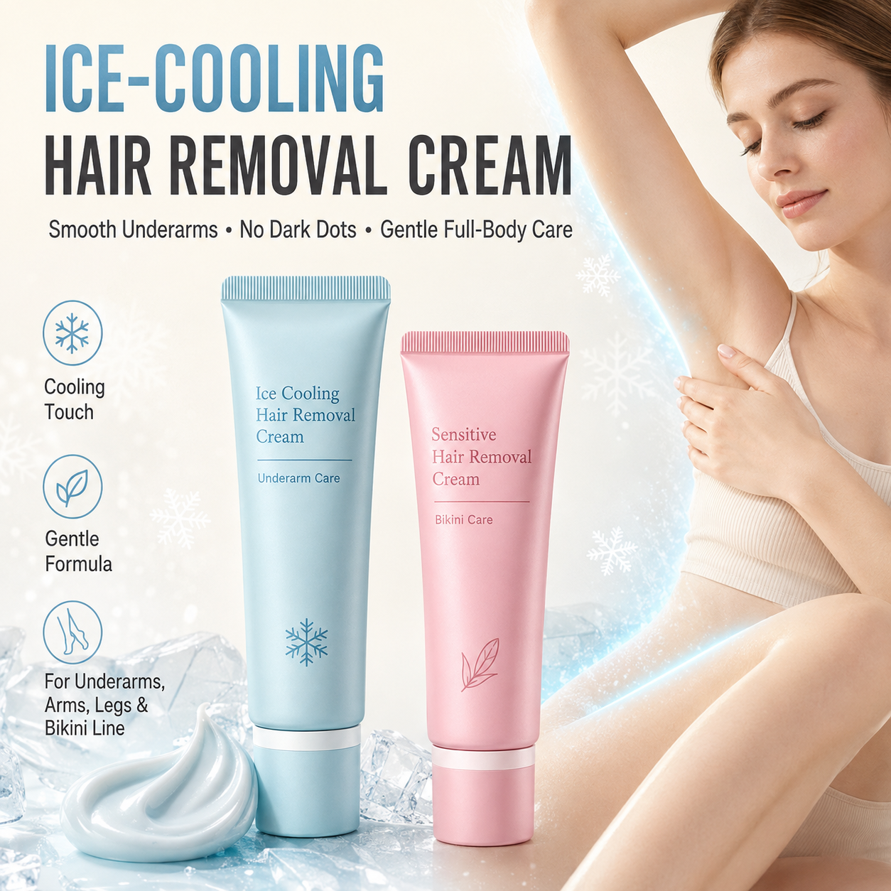 🥳🪒 50% OFF! Gentle Hair Removal Cream – Dual‑care for underarms & bikini area. Plant extracts soothe & moisturise – removes hair without irritation! ✨🛡️
