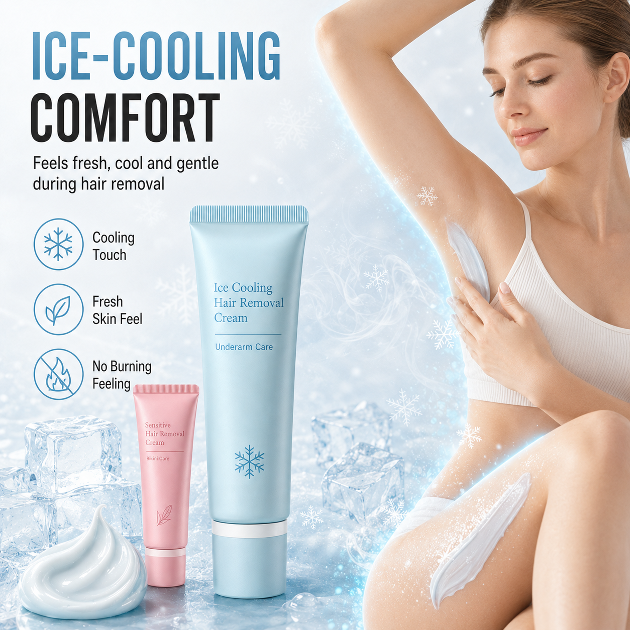 🥳🪒 50% OFF! Gentle Hair Removal Cream – Dual‑care for underarms & bikini area. Plant extracts soothe & moisturise – removes hair without irritation! ✨🛡️