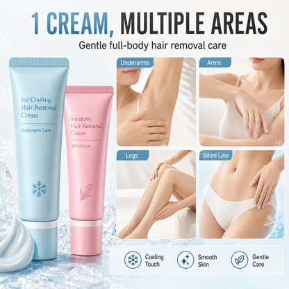 🥳🪒 50% OFF! Gentle Hair Removal Cream – Dual‑care for underarms & bikini area. Plant extracts soothe & moisturise – removes hair without irritation! ✨🛡️