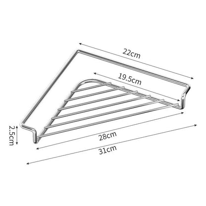 🧽 No More Slimy Sponges – Stainless Steel Corner Rack with Fast-Drain Tray. Keeps Counters Dry.