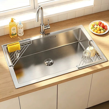 🧽 No More Slimy Sponges – Stainless Steel Corner Rack with Fast-Drain Tray. Keeps Counters Dry.