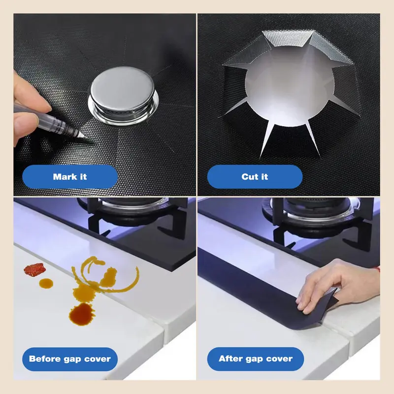🍳 Stop Scrubbing Burnt-On Grease – Reusable Gas Hob Protectors, Heat-Resistant to 260°C. £9.78. UK Stock