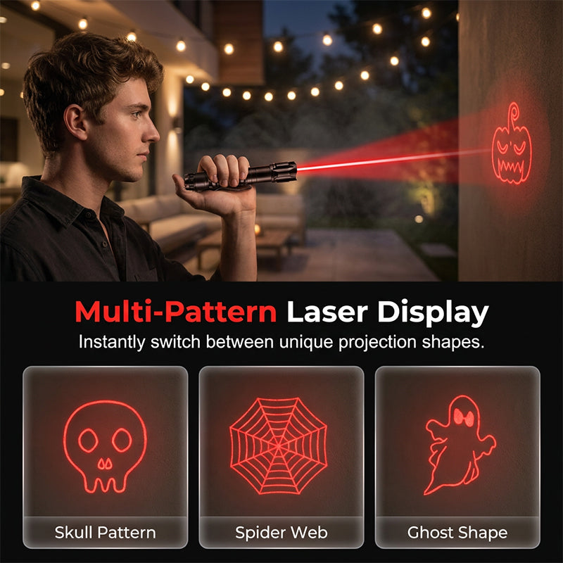 🔦 Rechargeable Red or Green Laser Pointer with Pattern Heads