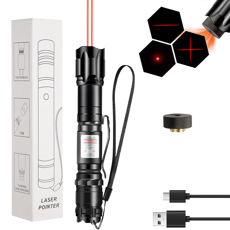 🔦 Rechargeable Red or Green Laser Pointer with Pattern Heads