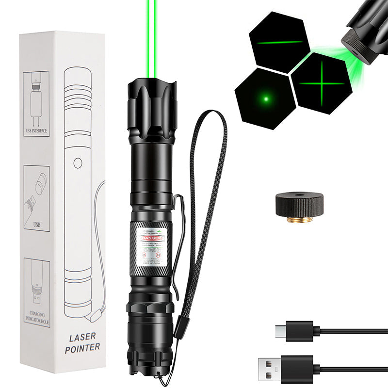 🔦 Rechargeable Red or Green Laser Pointer with Pattern Heads