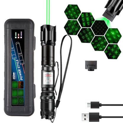 🔦 Rechargeable Red or Green Laser Pointer with Pattern Heads