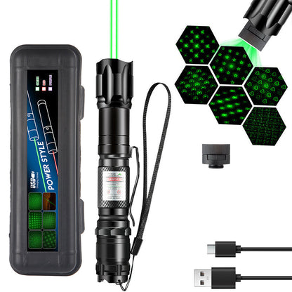 🔦 Rechargeable Red or Green Laser Pointer with Pattern Heads