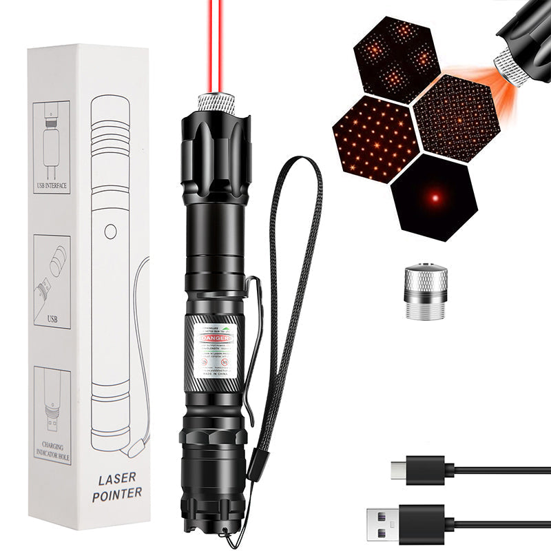 🔦 Rechargeable Red or Green Laser Pointer with Pattern Heads