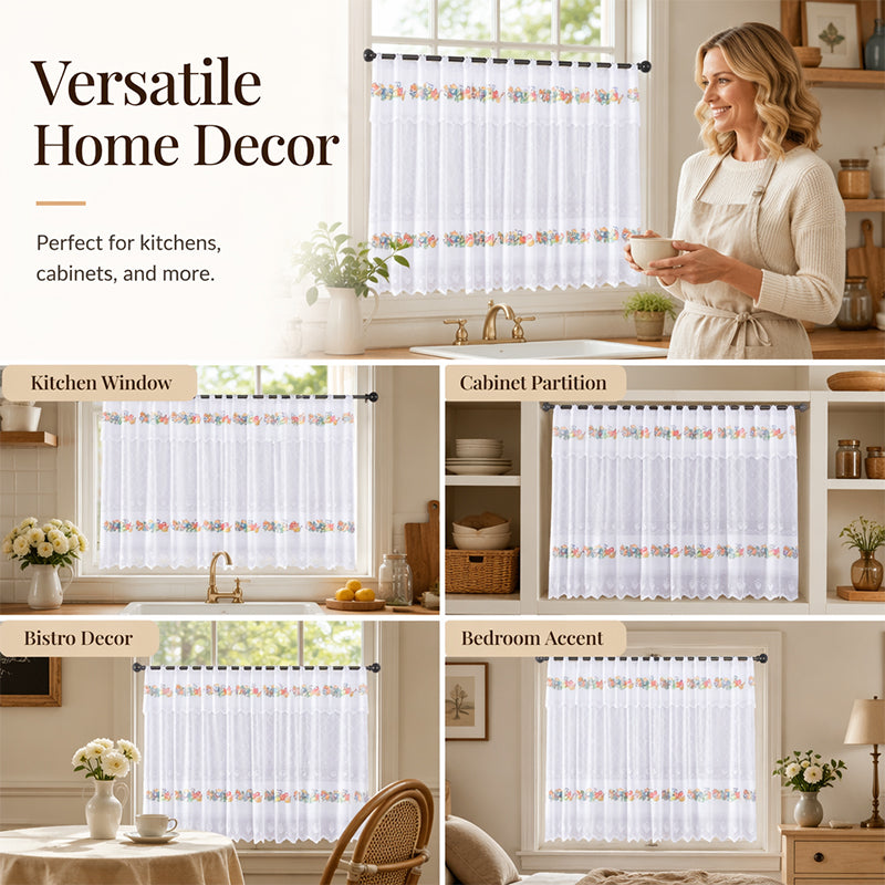 ✨ Time‑Limited Offer ⚡Retro Lace Short Kitchen Curtain