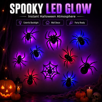 Halloween 3D Spider LED Flashing Light Wall Stickers