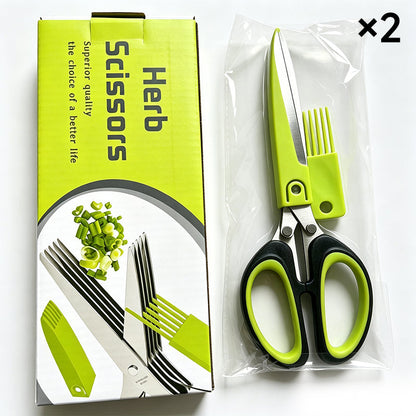 Multi-Layer Kitchen Herb Scissors with Safety Cover