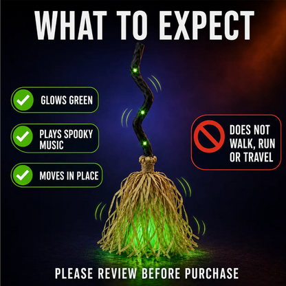 Animated Witch Broom Halloween Decoration with Lights and Sound