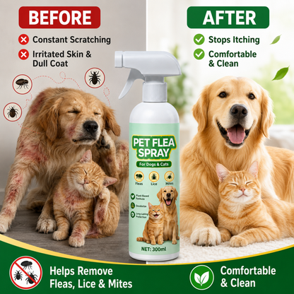 🥳2026 TOP PICK🥳 Pet Flea Spray – Plant-Based, Gentle Yet Effective – Repels Pests, Neutralizes Odors – Safe If Licked! 🛡️💨