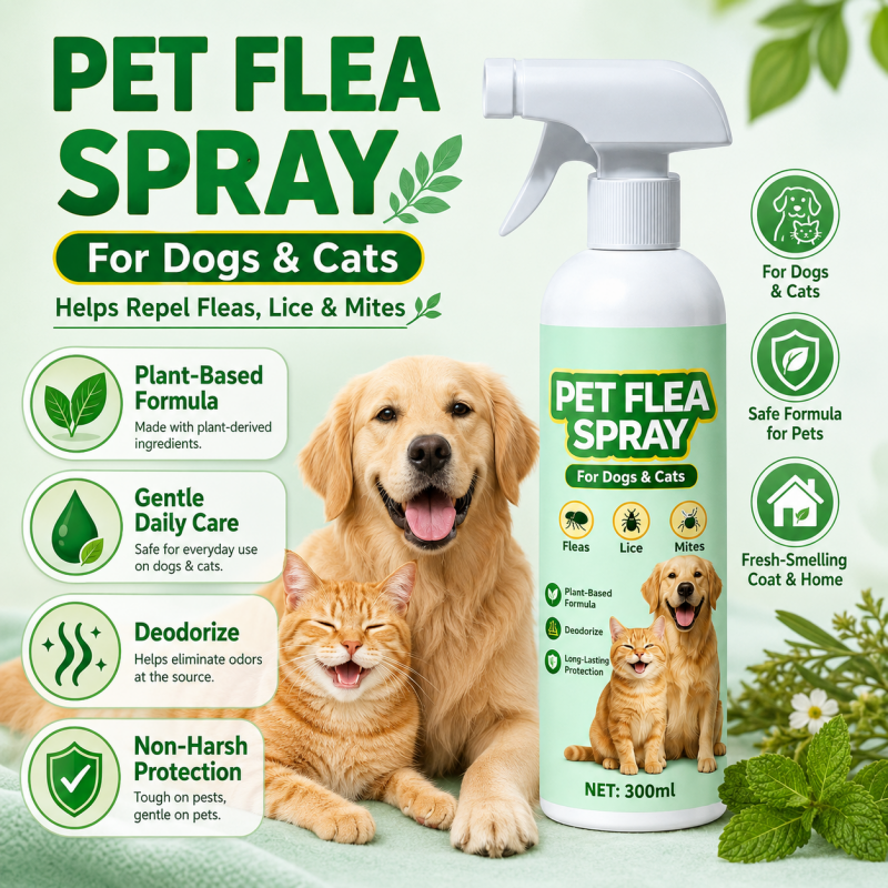 🥳2026 TOP PICK🥳 Pet Flea Spray – Plant-Based, Gentle Yet Effective – Repels Pests, Neutralizes Odors – Safe If Licked! 🛡️💨