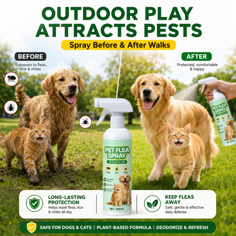 🥳2026 TOP PICK🥳 Pet Flea Spray – Plant-Based, Gentle Yet Effective – Repels Pests, Neutralizes Odors – Safe If Licked! 🛡️💨