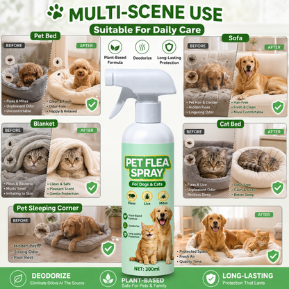 🥳2026 TOP PICK🥳 Pet Flea Spray – Plant-Based, Gentle Yet Effective – Repels Pests, Neutralizes Odors – Safe If Licked! 🛡️💨