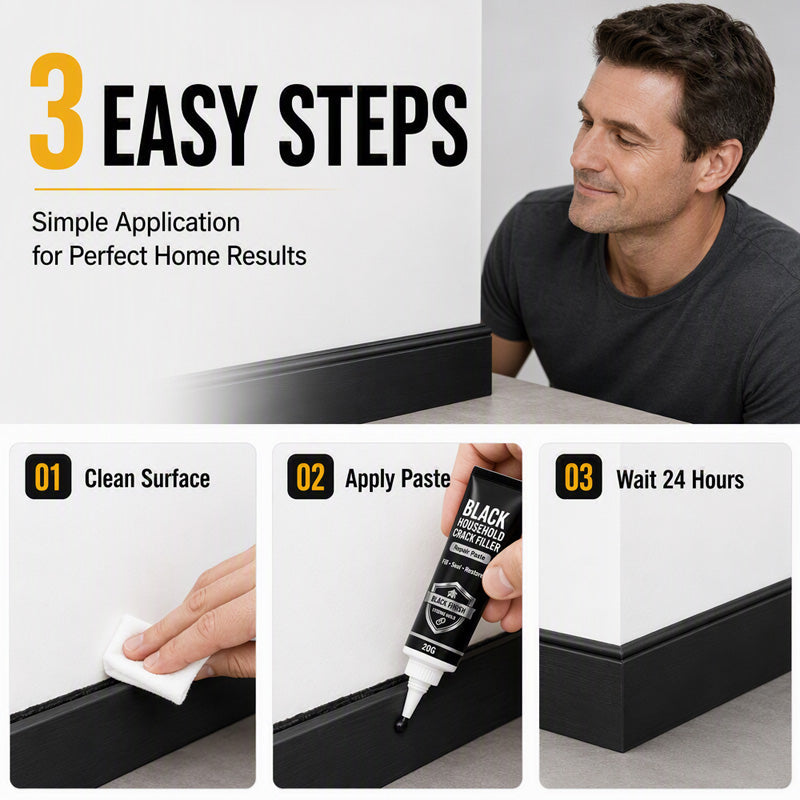 🔧🖤 50% OFF! Black Household Crack Filler Paste – High‑density polymer formula fills gaps & cracks seamlessly. 🏠✨