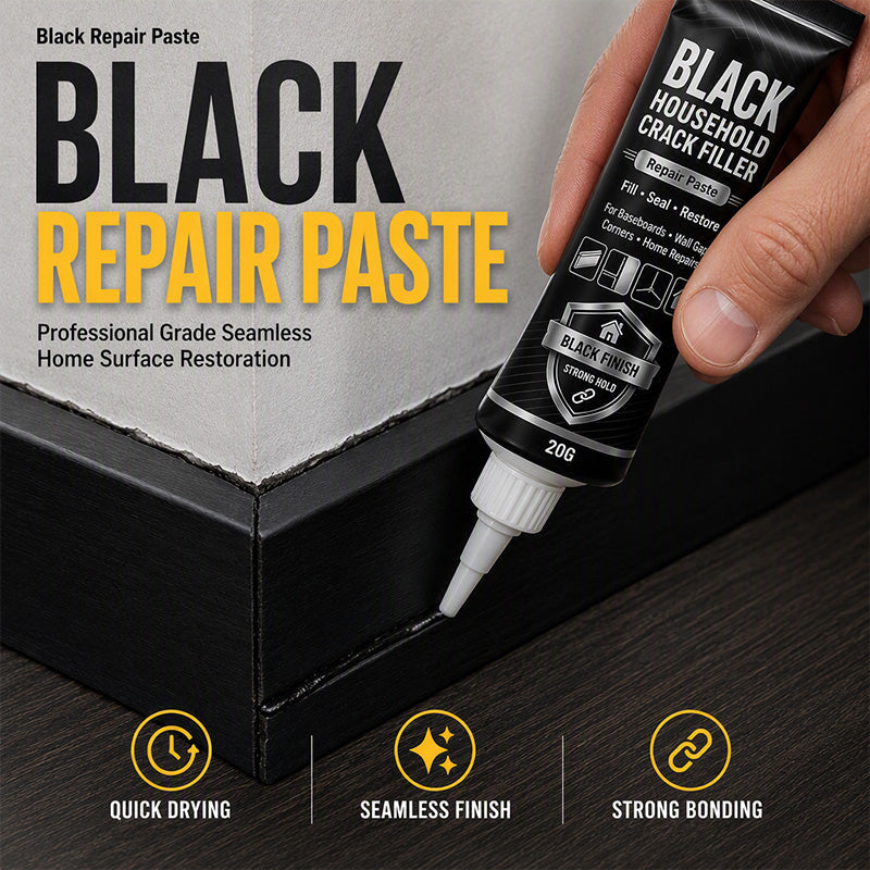 🔧🖤 50% OFF! Black Household Crack Filler Paste – High‑density polymer formula fills gaps & cracks seamlessly. 🏠✨