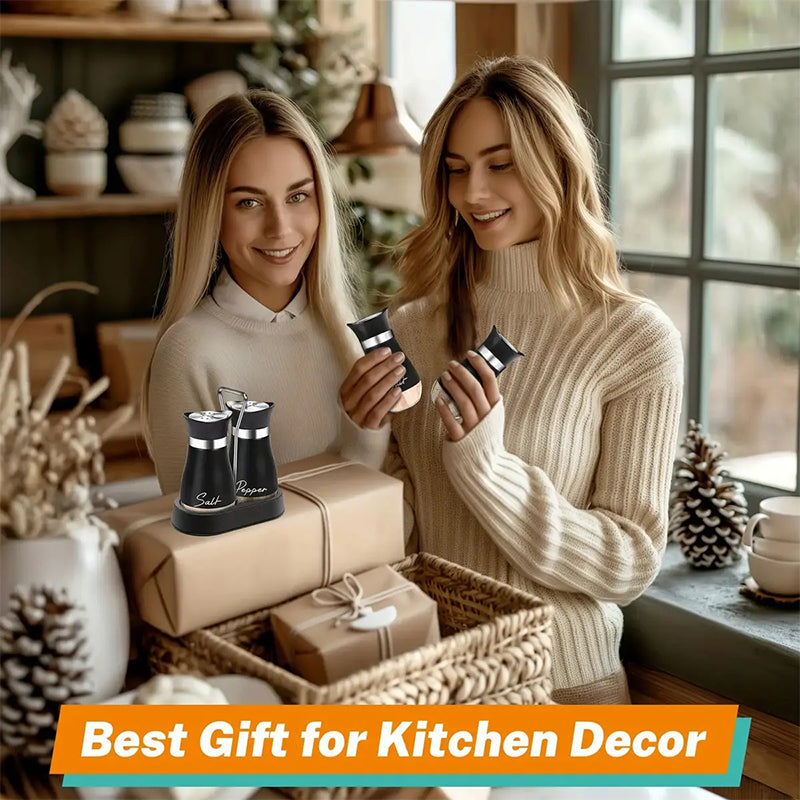 🐧50% OFF NOW! Penguin Design Salt and Pepper Shaker Set, Transparent Glass Bottom Seasoning Dispenser, Large‑Mouth Refillable Spice Container for Kitchen Countertop