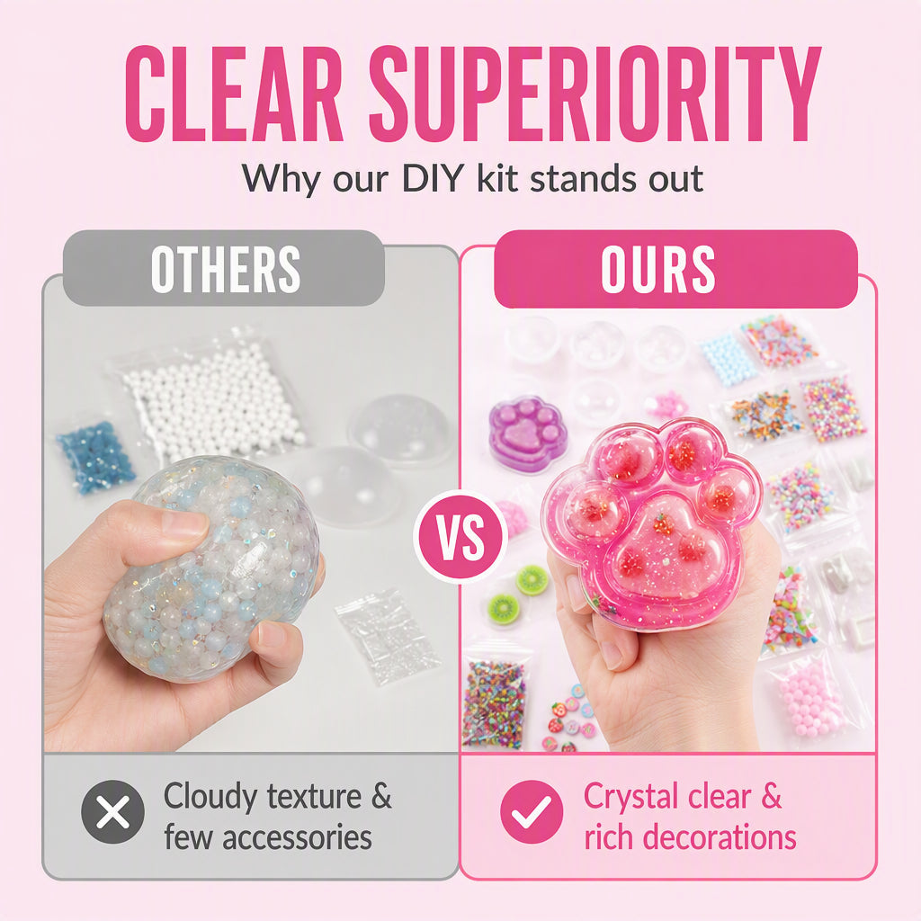 🔥🧁DIY Fried Ice Squishy Toy Kit with Cat Claw Design for Kids