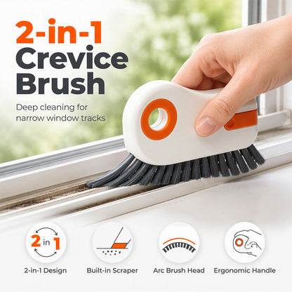 📢Buy 1 Get Free 1 !! ⏰ 🧹 2-in-1 Window Groove Cleaning Brush with Built-in Scraper – Narrow Crevice Tool with Hard Bristles ✨