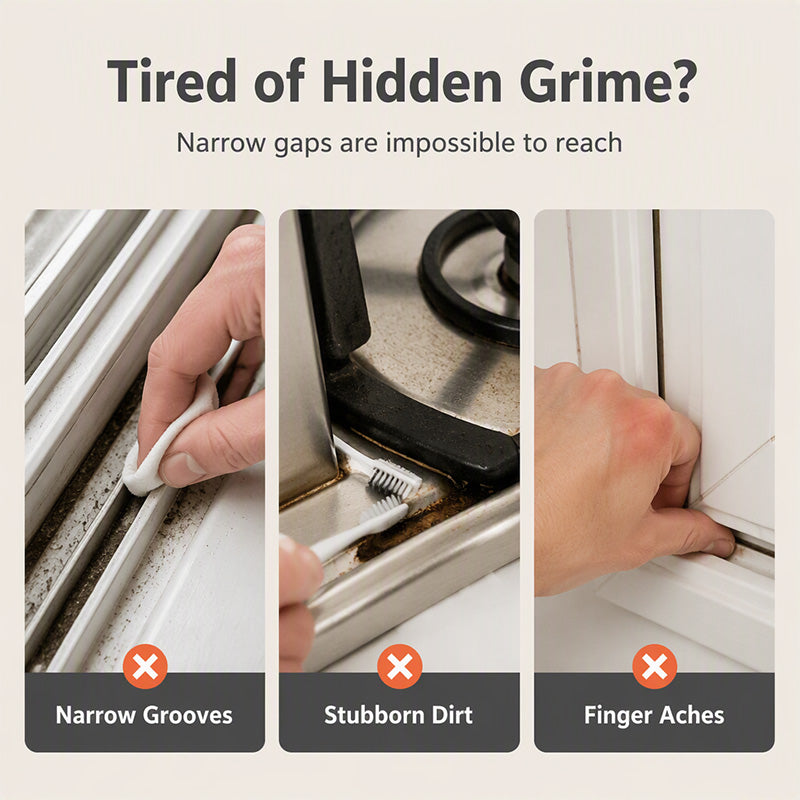 📢Buy 1 Get Free 1 !! ⏰ 🧹 2-in-1 Window Groove Cleaning Brush with Built-in Scraper – Narrow Crevice Tool with Hard Bristles ✨