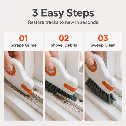 📢Buy 1 Get Free 1 !! ⏰ 🧹 2-in-1 Window Groove Cleaning Brush with Built-in Scraper – Narrow Crevice Tool with Hard Bristles ✨