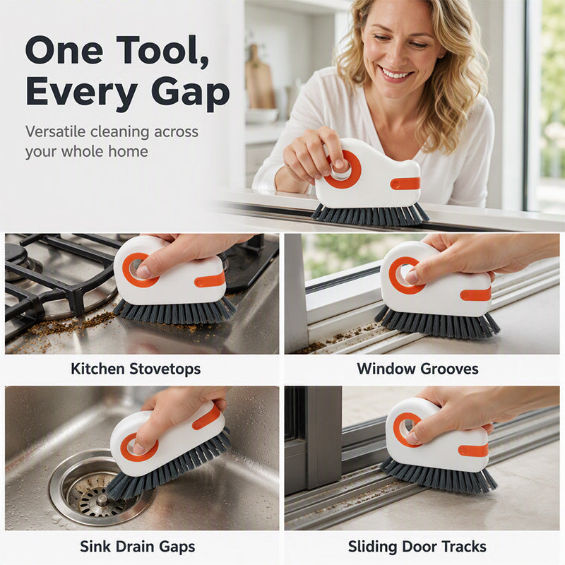 📢Buy 1 Get Free 1 !! ⏰ 🧹 2-in-1 Window Groove Cleaning Brush with Built-in Scraper – Narrow Crevice Tool with Hard Bristles ✨