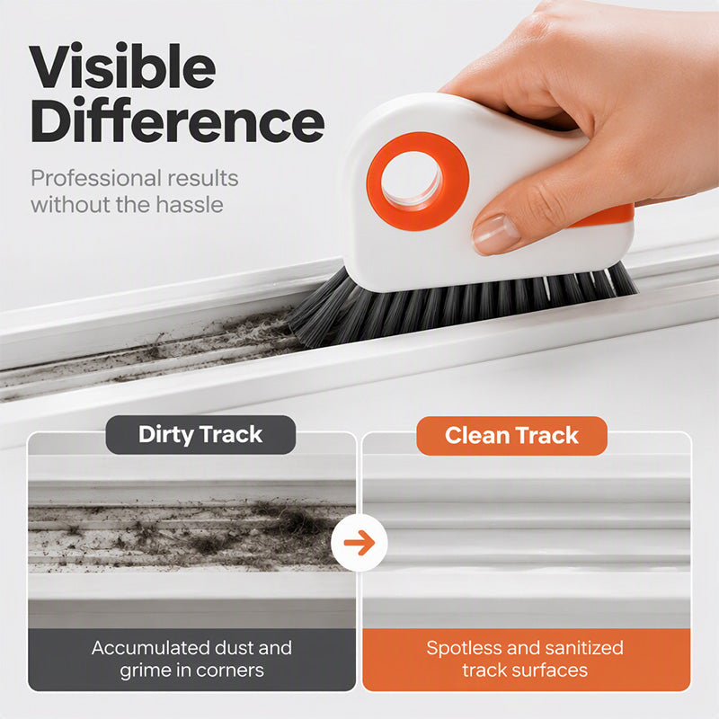 📢Buy 1 Get Free 1 !! ⏰ 🧹 2-in-1 Window Groove Cleaning Brush with Built-in Scraper – Narrow Crevice Tool with Hard Bristles ✨