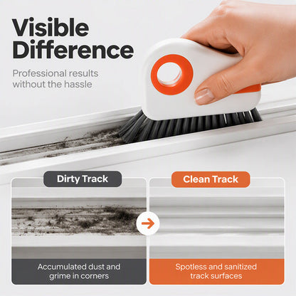 📢Buy 1 Get Free 1 !! ⏰ 🧹 2-in-1 Window Groove Cleaning Brush with Built-in Scraper – Narrow Crevice Tool with Hard Bristles ✨