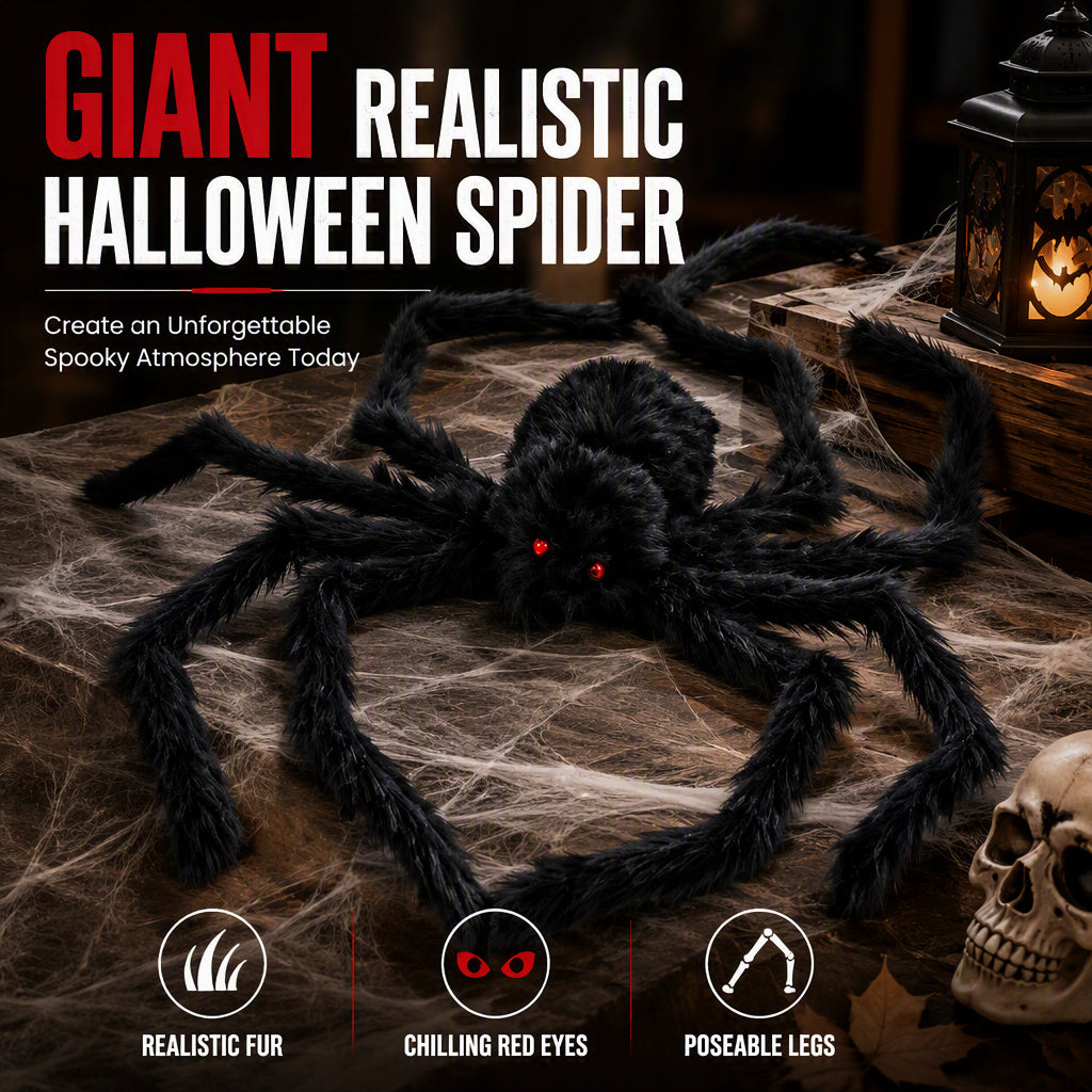 🎃 Halloween Giant Spider Decoration 🕷️👻 – Oversized Outdoor Halloween Decor for Garden, Yard & Home ✨