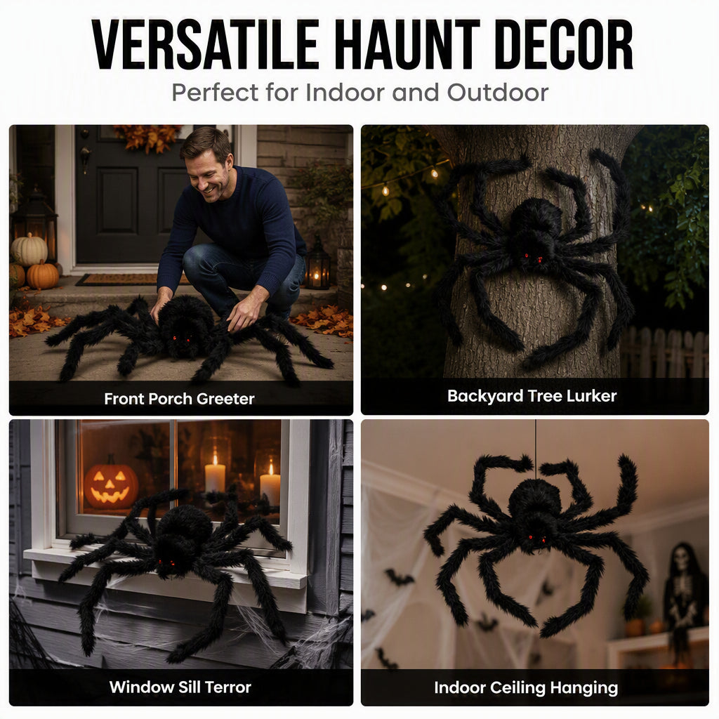 🎃 Halloween Giant Spider Decoration 🕷️👻 – Oversized Outdoor Halloween Decor for Garden, Yard & Home ✨