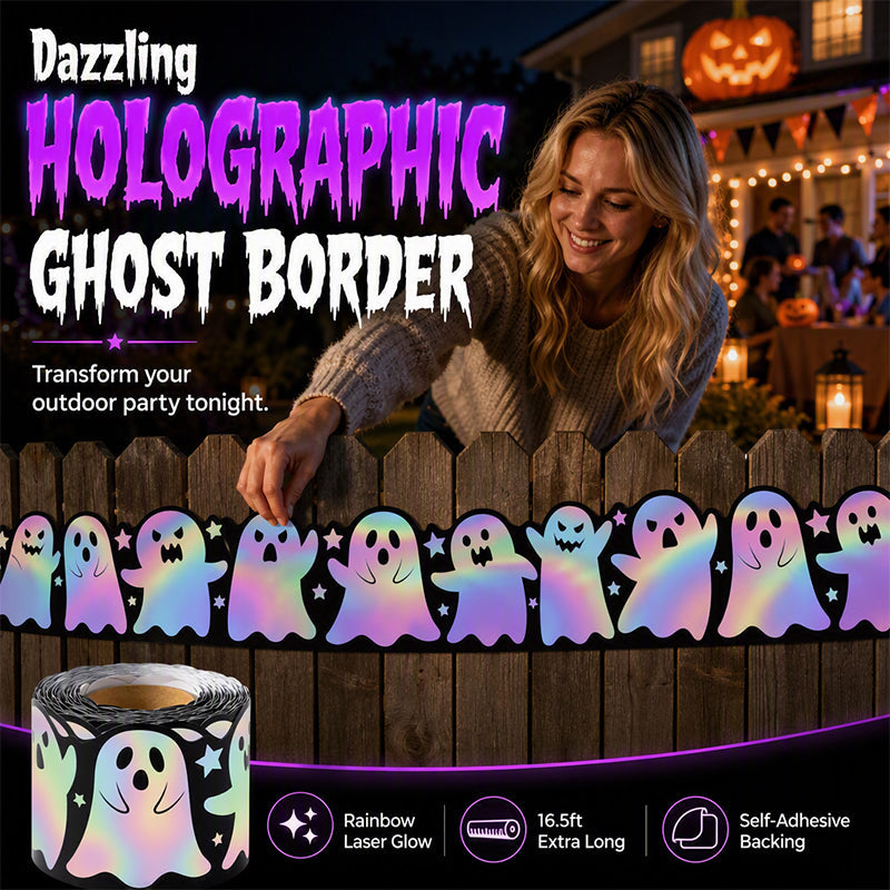 Halloween Holographic Laser Ghost Border Sticker