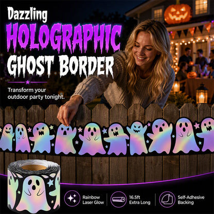 Halloween Holographic Laser Ghost Border Sticker