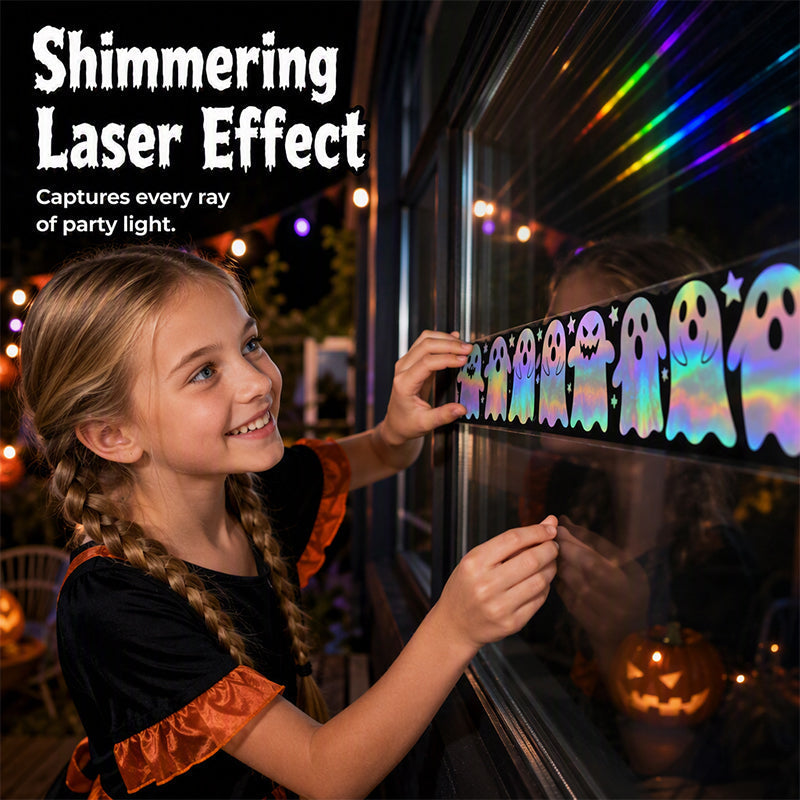 Halloween Holographic Laser Ghost Border Sticker