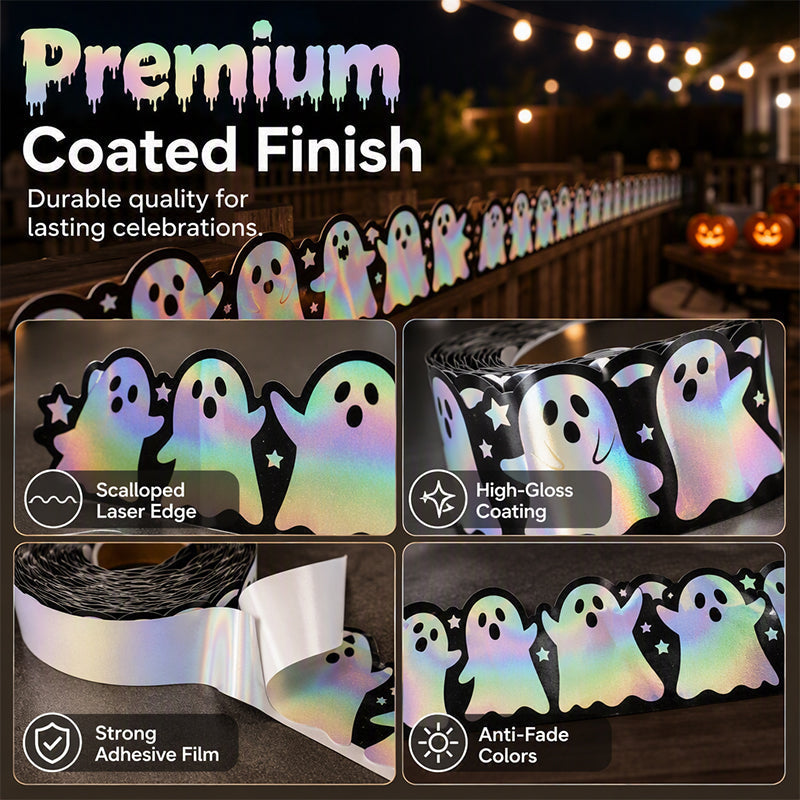 Halloween Holographic Laser Ghost Border Sticker