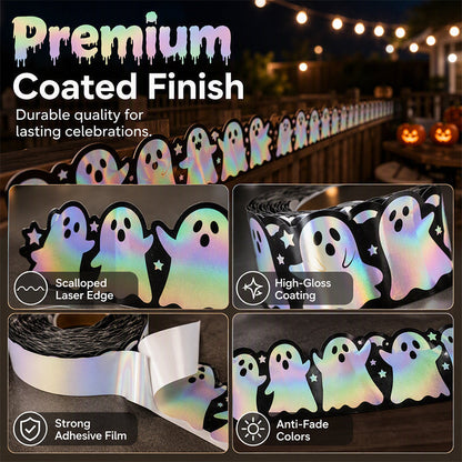 Halloween Holographic Laser Ghost Border Sticker