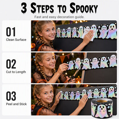 Halloween Holographic Laser Ghost Border Sticker