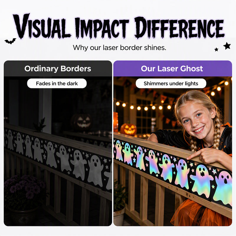 Halloween Holographic Laser Ghost Border Sticker